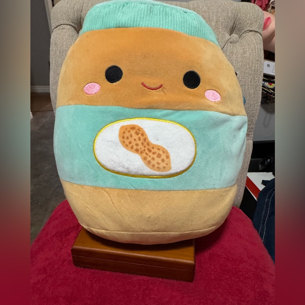 Squishmallows Tan and Green Accent Pillow “ Antoine” 13”